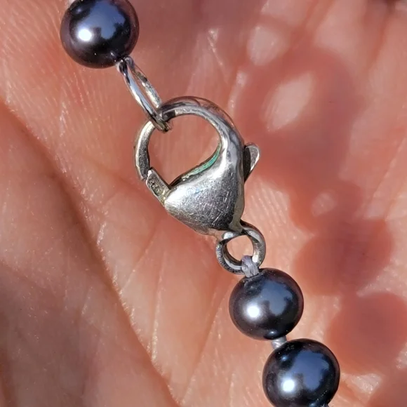 Amazing high-grade natural genuine black pearl 925 sterling silver necklace